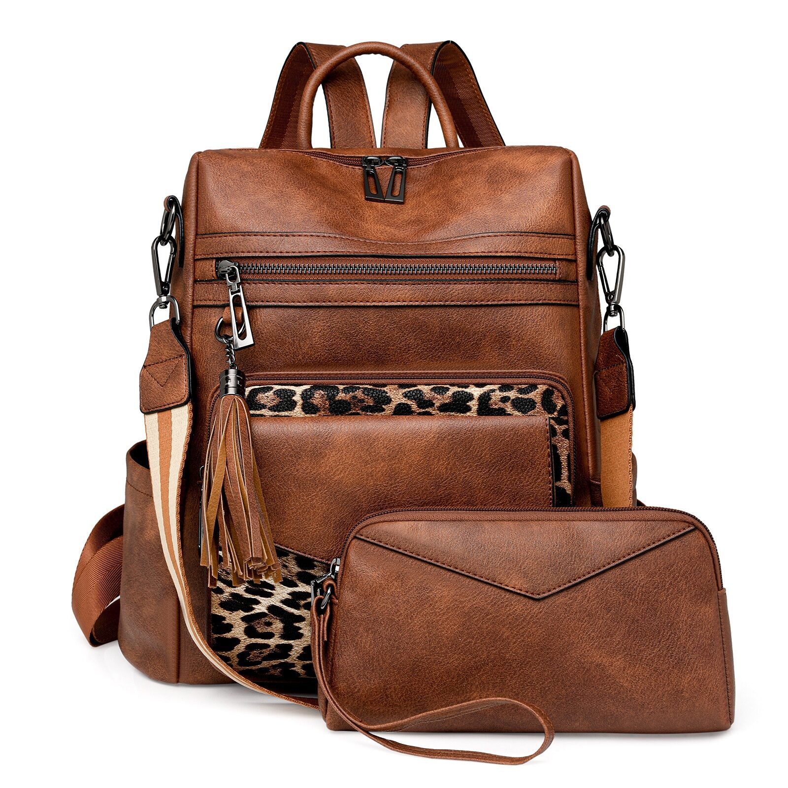 Damenrucksack - Braunes Leopardenmuster