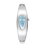 minimalist womens jewelry watch with waterdrop shape silver blue