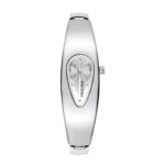 minimalist womens jewelry watch with waterdrop shape silver white