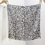 Black and white silk scarf for women