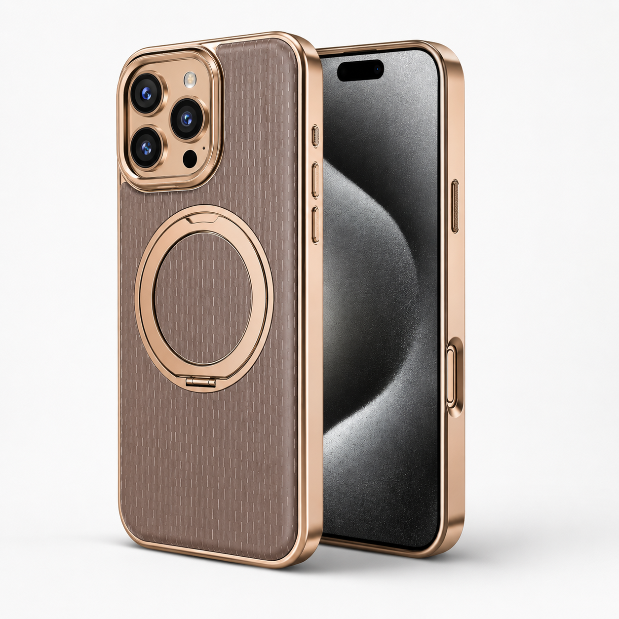 Brown MagSafe iPhone Case with Stand brown magsafe leather iphone case with stand premium finish