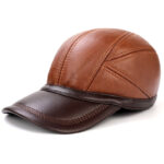 Men’s Leather Cap – Stylish Brown Baseball Cap Men’s light brown leather baseball cap