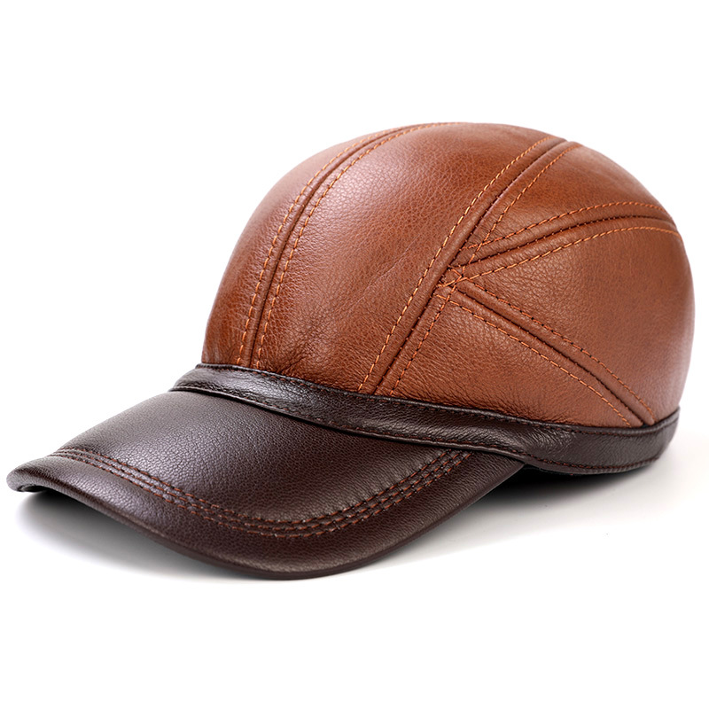 Men’s Leather Cap - Light Brown Men’s light brown leather baseball cap